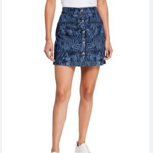 7 for All Mankind Zebra Button Down High Rise Mini Denim Jean Skirt Size 26